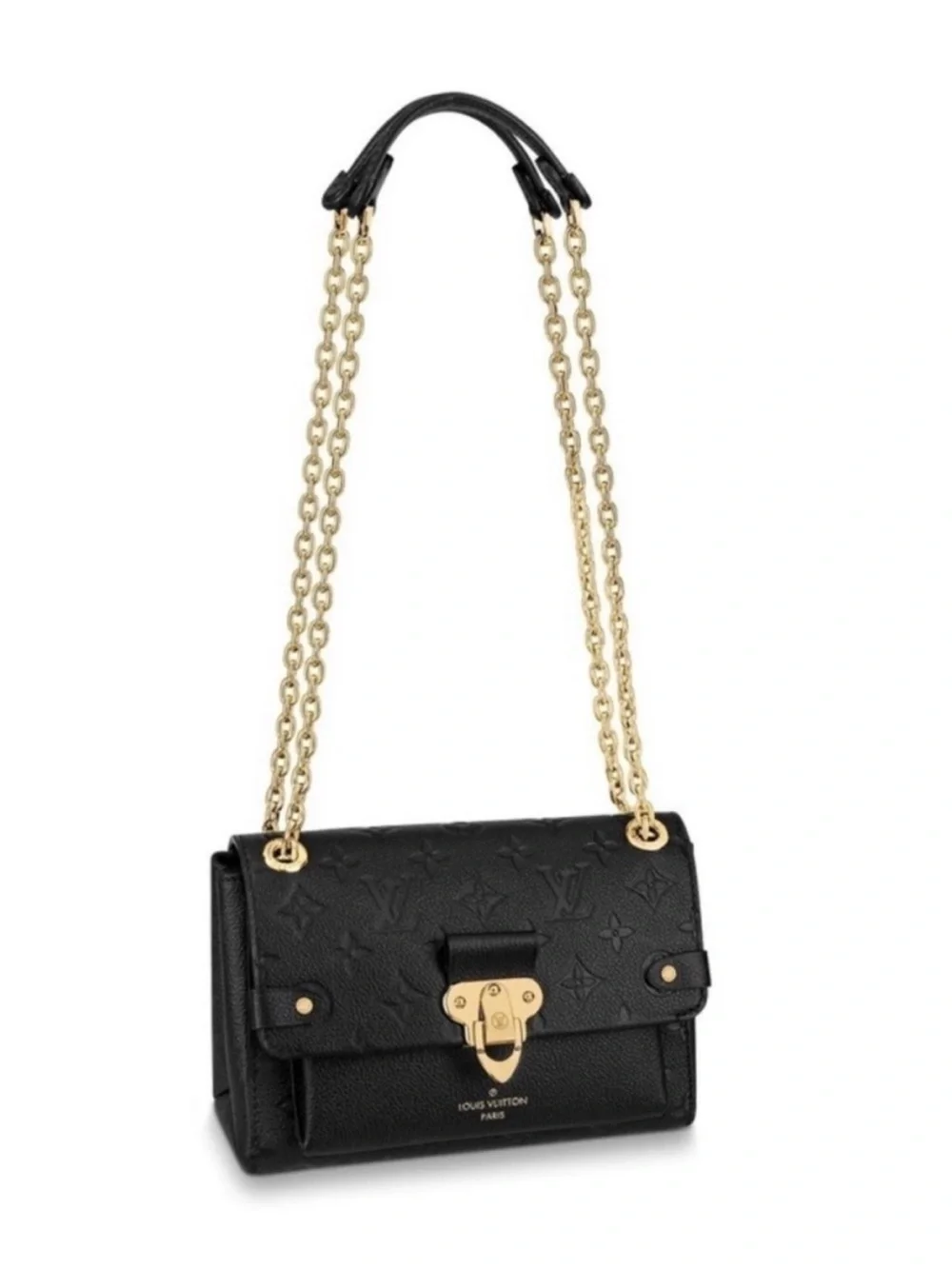 Louis Vuitton Vavin BB Empriente black leather logo bag 2 way strap